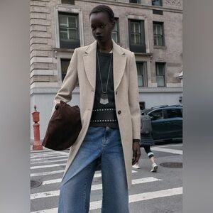 Zara Beige Textured Coat